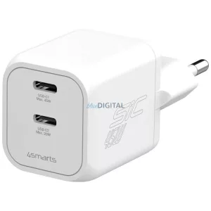 Wall charger 4smarts PDPlug SiC Dual 45W 2xUSB-C white