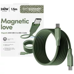   Cable empower by PanzerGlass Magnetic    240W USB-C to USB-C 1.5m green