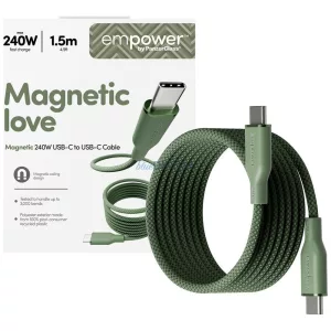 Cable empower by PanzerGlass Magnetic    240W USB-C to USB-C 1.5m green