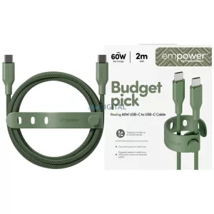 Cable empower by PanzerGlass Racing 60W  USB-C to USB-C 2m green