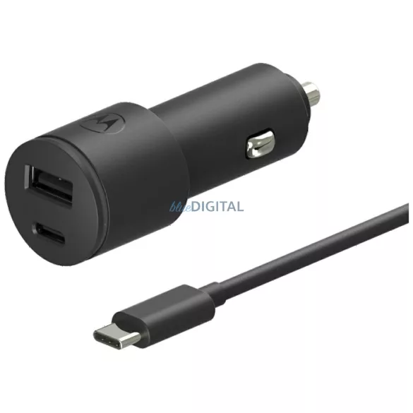 Car charger Motorola TurboPower 45W Dual USB-A/USB-C with cable USB-C 1m black