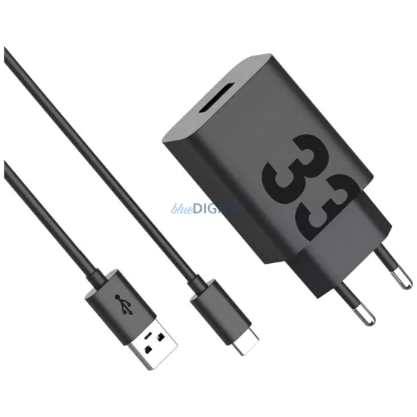 Charger wall Motorola TurboPower 33W USB-A with cable USB-A to USB-C 1m black