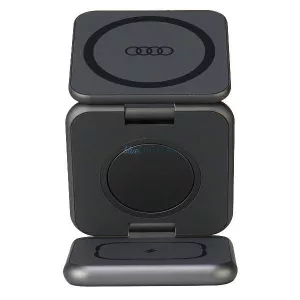 Audi 3-in-1 Wireless Charger Foldable Gray Big Logo AU-MWC3IN1-GT/D1-GY
