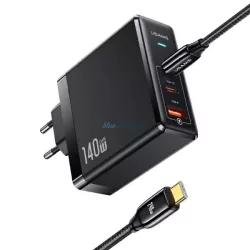   USAMS Charger 2xUSB-C+1xUSB T52PD140W PD Fast Charging US-CC168 + U82 USB-C/USB-C US-SJ581 cable