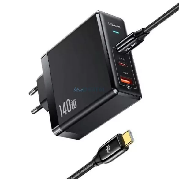 USAMS Charger 2xUSB-C+1xUSB T52PD140W PD Fast Charging US-CC168 + U82 USB-C/USB-C US-SJ581 cable
