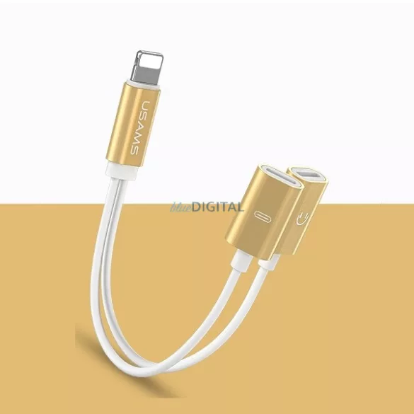 USAMS Adapter 2w1 Lightning złoty/goldSJ1602L02 (US-SJ160)