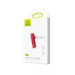   USAMS Adapter AU07 2w1 Lightning czerwony/red lightning + 3,5mm SJ276LN03 (US-SJ276)