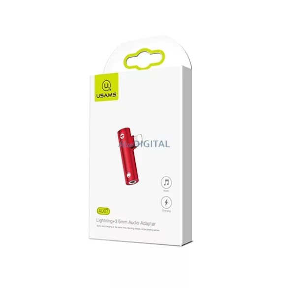 USAMS Adapter AU07 2w1 Lightning czerwony/red lightning + 3,5mm SJ276LN03 (US-SJ276)
