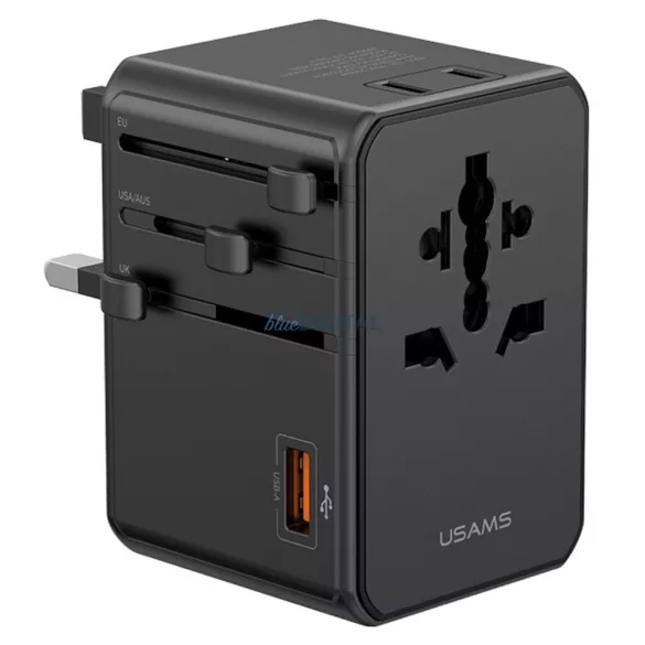 Adapter USAMS 4-in-1 Univesal      Travel Charger T72 65W US/AU/EU/UK black