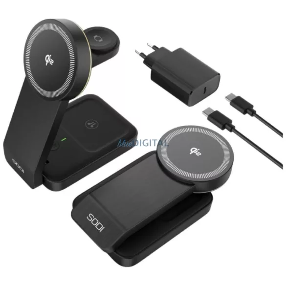 Foldable wireless charger 3-in-1 SODI W79 Qi2 black