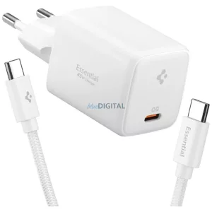 Wall charger Spigen Essential EE451EU 45W USB-C + cable USB-C/USB-C white