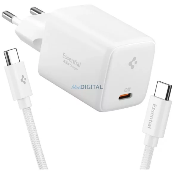 Wall charger Spigen Essential EE451EU 45W USB-C + cable USB-C/USB-C white