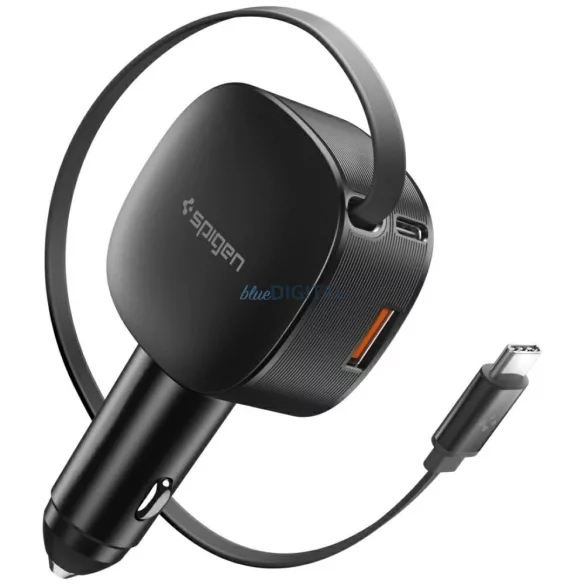 Car charger Spigen Essential EV603BT 60W USB-C/USB-A + USB-C cable black