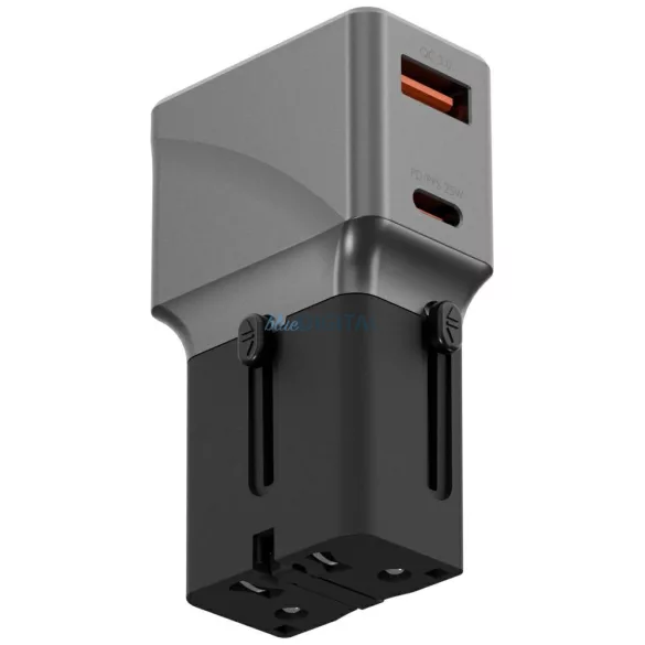 Adapter Energea TravelWorld 1A1C 25W black gunmetal