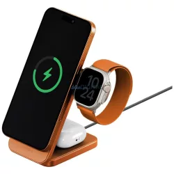   Wireless charger Energea MagTrio 2 3-in-1 Qi2 25W foldable orange