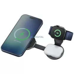   Wireless Charger Energea Alumag Trio 2 Aluminium foldable 3-in-1 Qi2.2 25W gunmetal