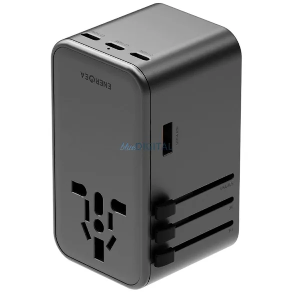 Energea TravelWorld Adapter GaN 160W PD 3x USB-C / USB-A Gunmetal Wall Charger
