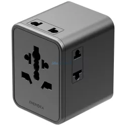   Energea TravelWorld Mini GaN 45W PD Wall Charger 3x USB-C / 2x USB-A Gunmetal