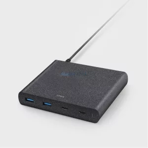 UNIQ HUB Surge Charger 90W charcoal black 2xUSB Quick Charge 3.0 + 2xUSB-C PD 3.0 (LITHOS