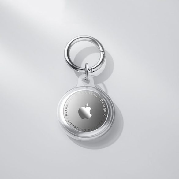 Breloc din silicon șiHusăde protecție pentru Apple AirTag - transparent (ambalaj ECO)