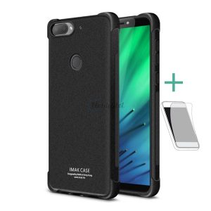 HUSĂ! - Protector de telefon din silicon IMAK (rezistenta medie la impact, colt cu perna de aer, folie mat + protectie ecran) NEGRU HTC Desire 12 Plus