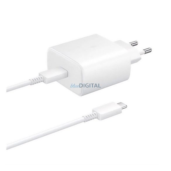 Încărcător de rețea SAMSUNG cu priză Type-C (45W, încărcător rapid PD + 100cm cablu Type-C) ALB