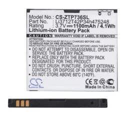   Baterie CAMERON SINO Li-Ion (3.7V/1100mAh, compatibil cu Orange Li3712T42P3h475248) NEGRU ZTE Atlas 3.5W, ZTE Blade II
