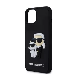   HUSĂ! - KARL LAGERFELD 3D RUBBER KARL ȘI CHOUPETTE silicon protector de telefon (rezistent la șocuri, toc cu bule, spate din plastic) BLACK Apple iPhone 13
