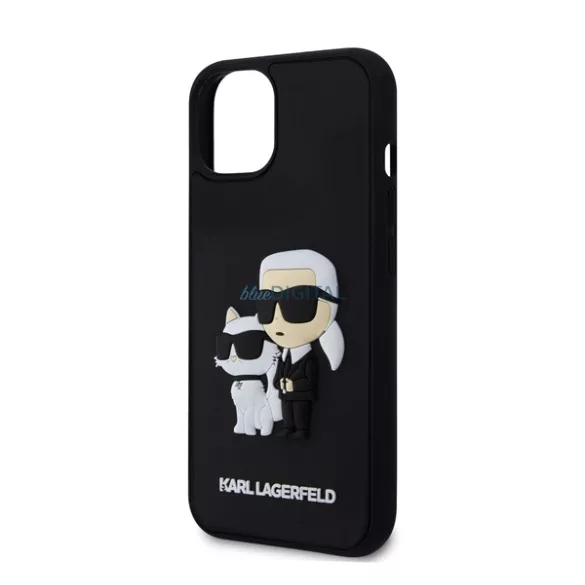 HUSĂ! - KARL LAGERFELD 3D RUBBER KARL ȘI CHOUPETTE silicon protector de telefon (rezistent la șocuri, toc cu bule, spate din plastic) BLACK Apple iPhone 13