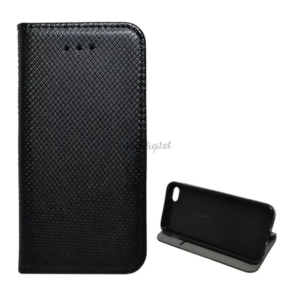 HUSĂ! - Carcasa in picioare, efect piele (FLIP, deschidere laterala, functie suport de masa, model romb) NEGRU Apple iPhone 5C