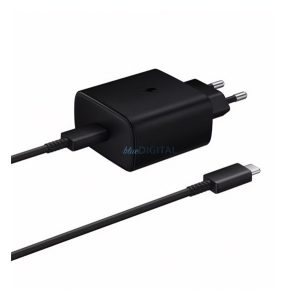 Încărcător de rețea SAMSUNG cu priză Type-C (45W, încărcător rapid PD + cablu Type-C de 100 cm) NEGRU