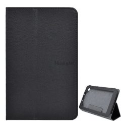   Husă stativă, efect piele (FLIP, deschidere laterală, funcție suport masă, premium) negru 7"