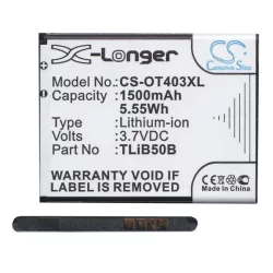   Baterie CAMERON SINO Li-Ion (3,7V/1500mAh, compatibil Alcatel CAB60B0000C2) NEGRU Alcatel Fire (OT-4012), Vodafone Smart 4 mini (VF785), Vodafone Smart 4 fun (VF685), Alcatel Pop D3 (OT-4035D), Vodafone Smart First 6 (VF695), Alcatel Pixi 3 4 (OT-40