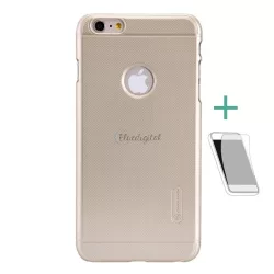   HUSĂ! - Protector de telefon din plastic NILLKIN SUPER FROSTED (cauciucat, suprafață rugoasă, decupaj logo + folie de protecție a ecranului) GOLD Apple iPhone 6 Plus 5.5, Apple iPhone 6S Plus 5.5