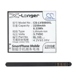   Baterie CAMERON SINO Li-Ion (3.7V/2000mAh, compatibil cu Lenovo BL198) NEGRU Lenovo A859