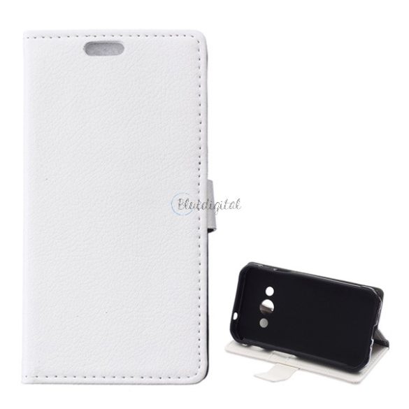 Husă în picioare, efect piele (FLIP, deschidere laterală, funcție de suport pentru birou, premium) ALB Samsung Galaxy Xcover 3 (SM-G388)