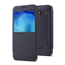   HUSĂ! - NILLKIN SPARKLE plastic protecțiede telefon (microfibră efect piele FLIP, deschidere laterală, ID apelant, S-View Husă) negru Samsung Galaxy A8 (2015) SM-A800F