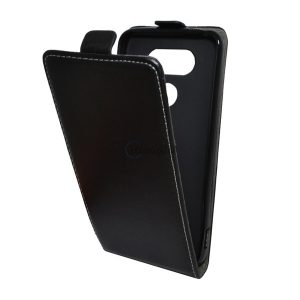 Carcasa in picioare, efect piele (FLIP, deschidere in jos, suport din silicon) NEGRU LG G5 (H850)