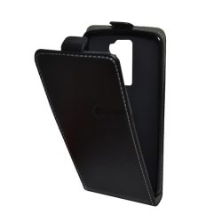   Carcasa in picioare, efect piele (FLIP, deschidere in jos, suport din silicon) NEGRU LG K10 (K420n)