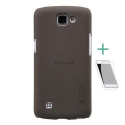   Protector de telefon din plastic NILLKIN SUPER FROSTED (cauciucat, suprafață aspră + folie de protecție a ecranului) GOLD BROWN LG K4 (K120e)