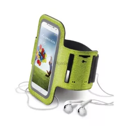   HUSĂ! - CELLULARLINE ARMBAND husă în picioare (universal, curea de încheietura mâinii, elastic, inel cheie, model linie, dimensiunea 4 ", SPORT) VERDE