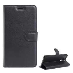   HUSĂ! - Husă stativă cu efect de piele (FLIP, deschidere laterală, desktop, premium) negru Huawei P9 Plus