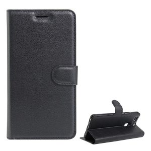 Husă stativă cu efect de piele (FLIP, deschidere laterală, desktop, premium) negru Huawei P9 Plus