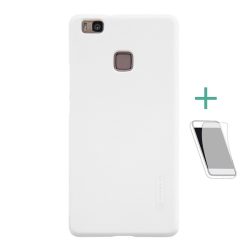   HUSĂ! - Protector de telefon din plastic NILLKIN SUPER FROSTED (cauciucat, suprafata aspra + folie protector ecran) ALB Huawei P9 Lite