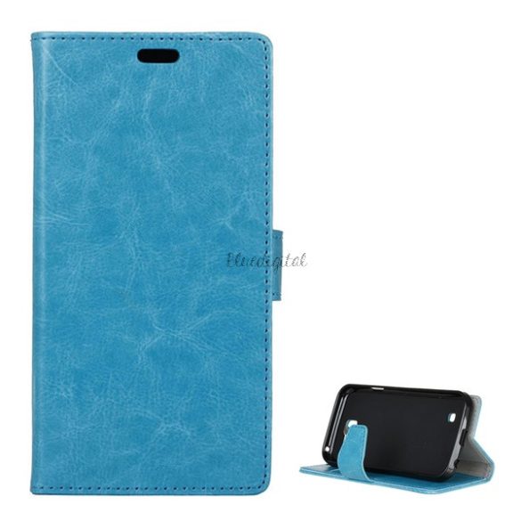 Husă în picioare, efect piele (FLIP, deschidere laterală, funcție de suport pentru birou, premium) BLUE LS450 USA LG K3 (K100)