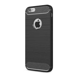   HUSĂ! - protecțiede telefon din silicon (rezistent la impact mediu, toc cu bule, periat, model de carbon, decupaj logo) negru Apple iPhone 6S 4.7, Apple iPhone 6 4.7