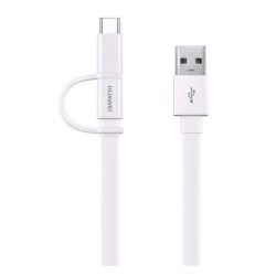   Cablu de date HUAWEI (USB - microUSB/Type-C, numai pentru încărcare, cablu plat, 150 cm) ALB