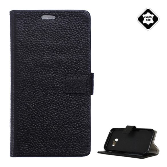 Husă stativă, piele naturală (FLIP, deschidere laterală, desktop) negru Samsung Galaxy A3 (2017) SM-A320F