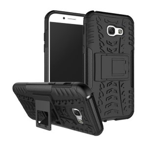 Defender protecțiede telefon din plastic (rezistent la impact mediu, interior silicon, suport, model anvelope auto) negru Samsung Galaxy A5 (2017) SM-A520F