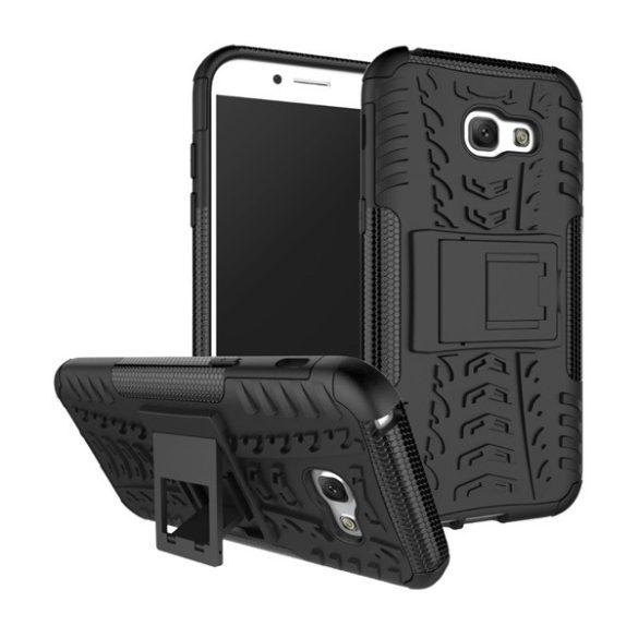 Defender protecțiede telefon din plastic (rezistent la impact mediu, interior silicon, suport, model anvelope auto) negru Samsung Galaxy A5 (2017) SM-A520F